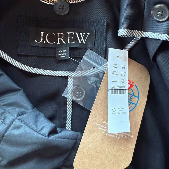 NWT J.Crew Women's Petite Long Barn Jacket in Black Waxed Cotton Twill Size XXSP - Picture 11 of 16